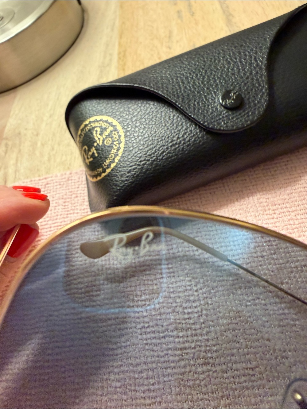 Ray-Ban 58mm Aviator Gold Frame Sunglasses with Blue Gradient Lenses - Picture 5 of 7
